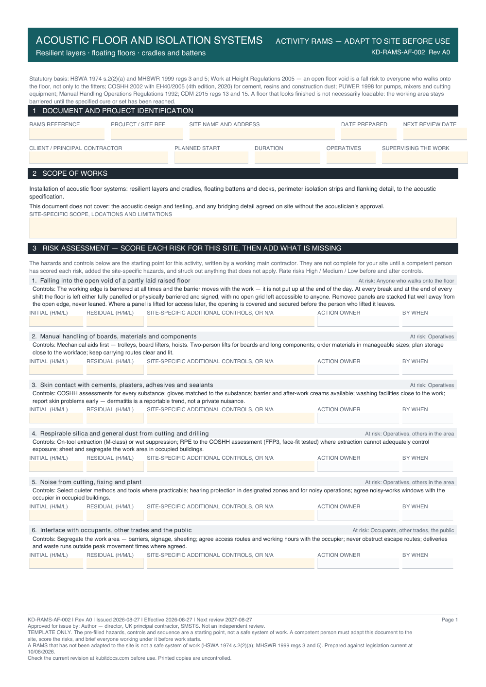 Acoustic Floor and Isolation Systems — page one