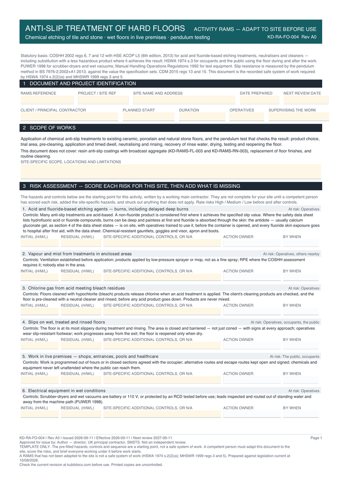 Anti-Slip Treatment of Hard Floors — page one