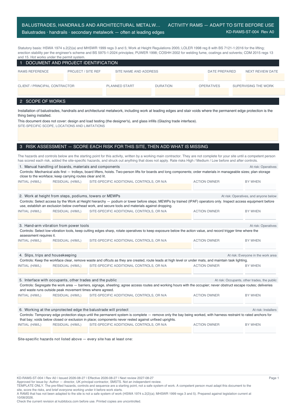 Balustrades, Handrails and Architectural Metalwork — page one