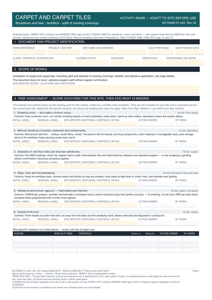 Carpet and Carpet Tiles — page one