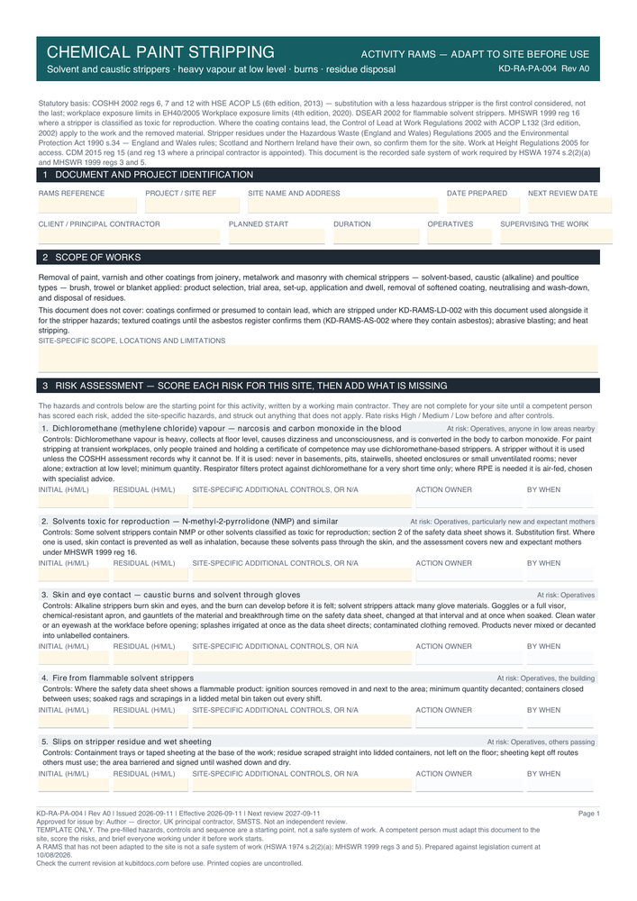 Chemical Paint Stripping — page one