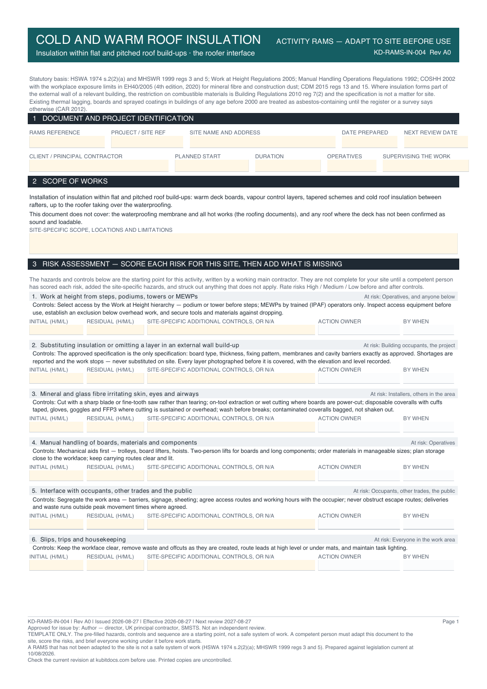 Cold and Warm Roof Insulation — page one