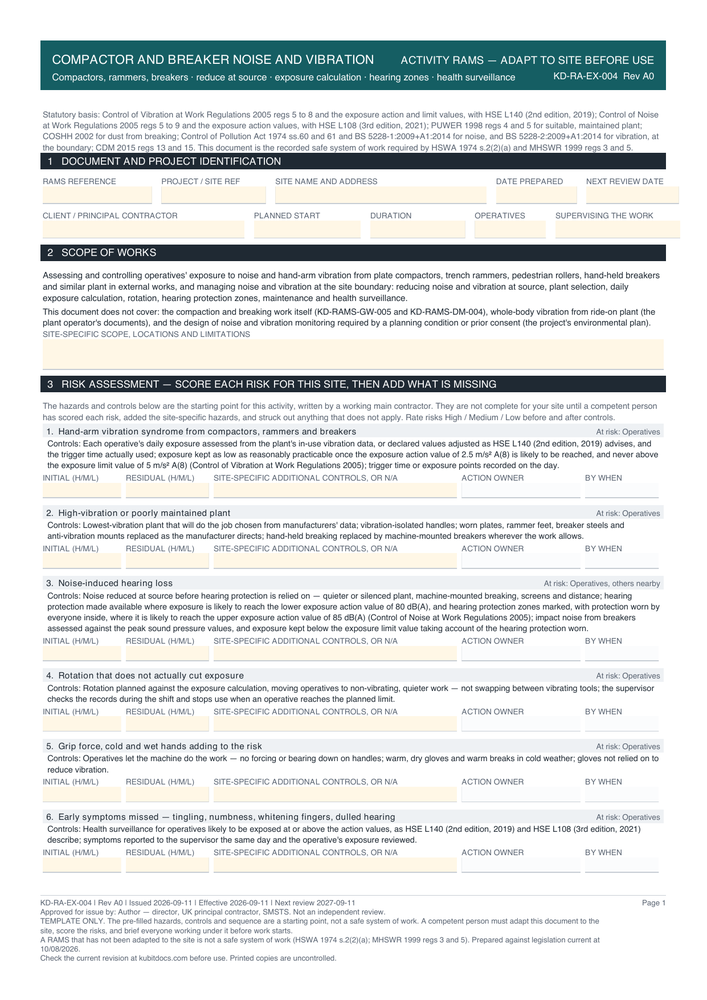 Compactor and Breaker Noise and Vibration — page one