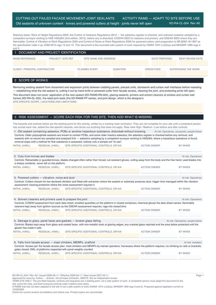 Cutting Out Failed Facade Movement-Joint Sealants — page one