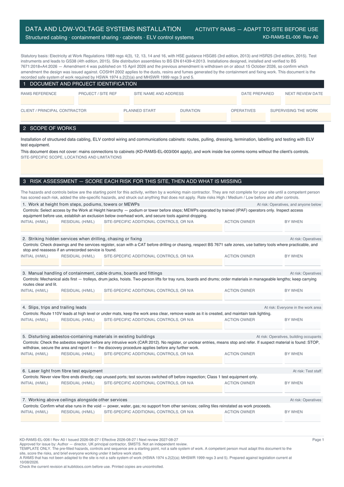 Data and Low-Voltage Systems Installation — page one