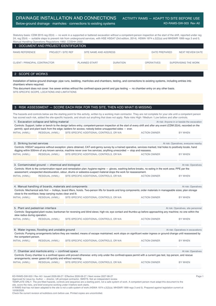 Drainage Installation and Connections — page one