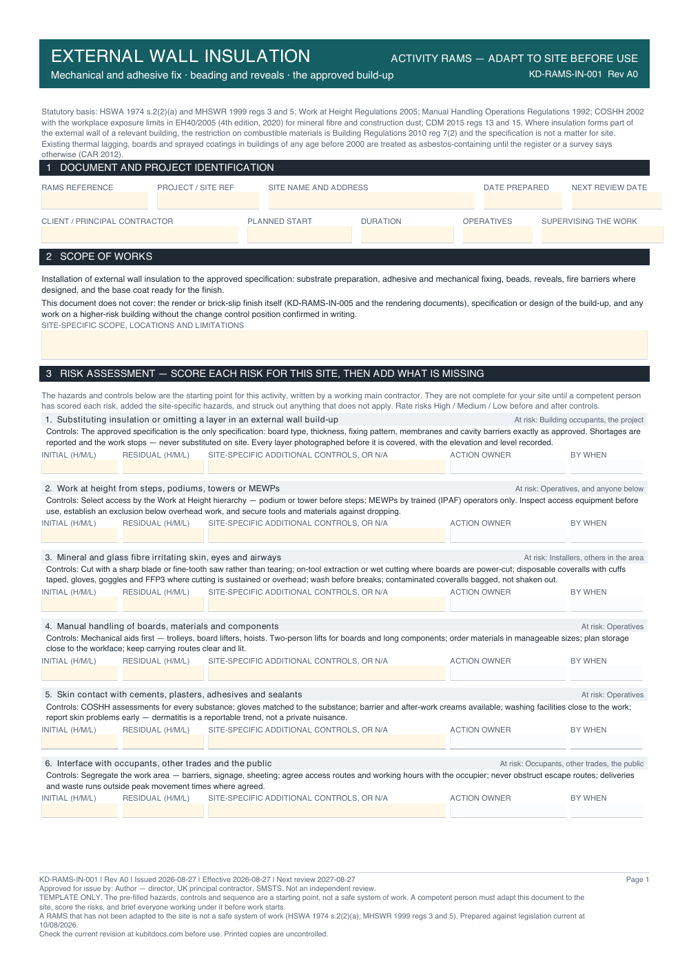 External Wall Insulation — page one