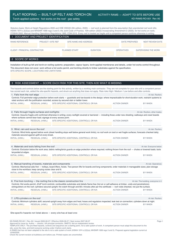 Flat Roofing — Built-Up Felt and Torch-On — page one