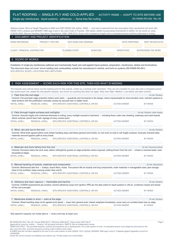 Flat Roofing — Single-Ply and Cold-Applied — page one