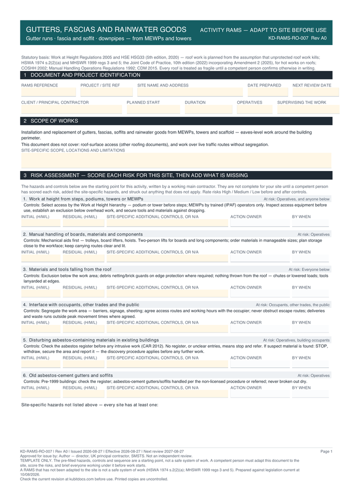 Gutters, Fascias and Rainwater Goods — page one