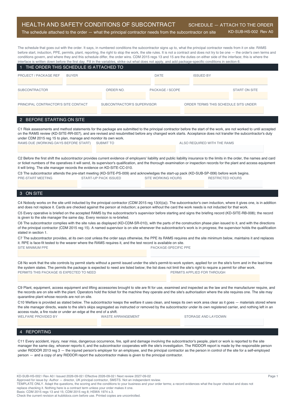 Health and Safety Conditions of Subcontract — page one