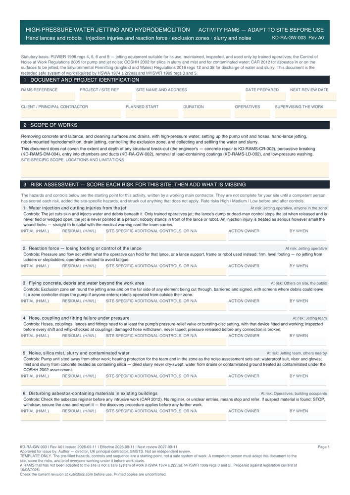 High-Pressure Water Jetting and Hydrodemolition — page one