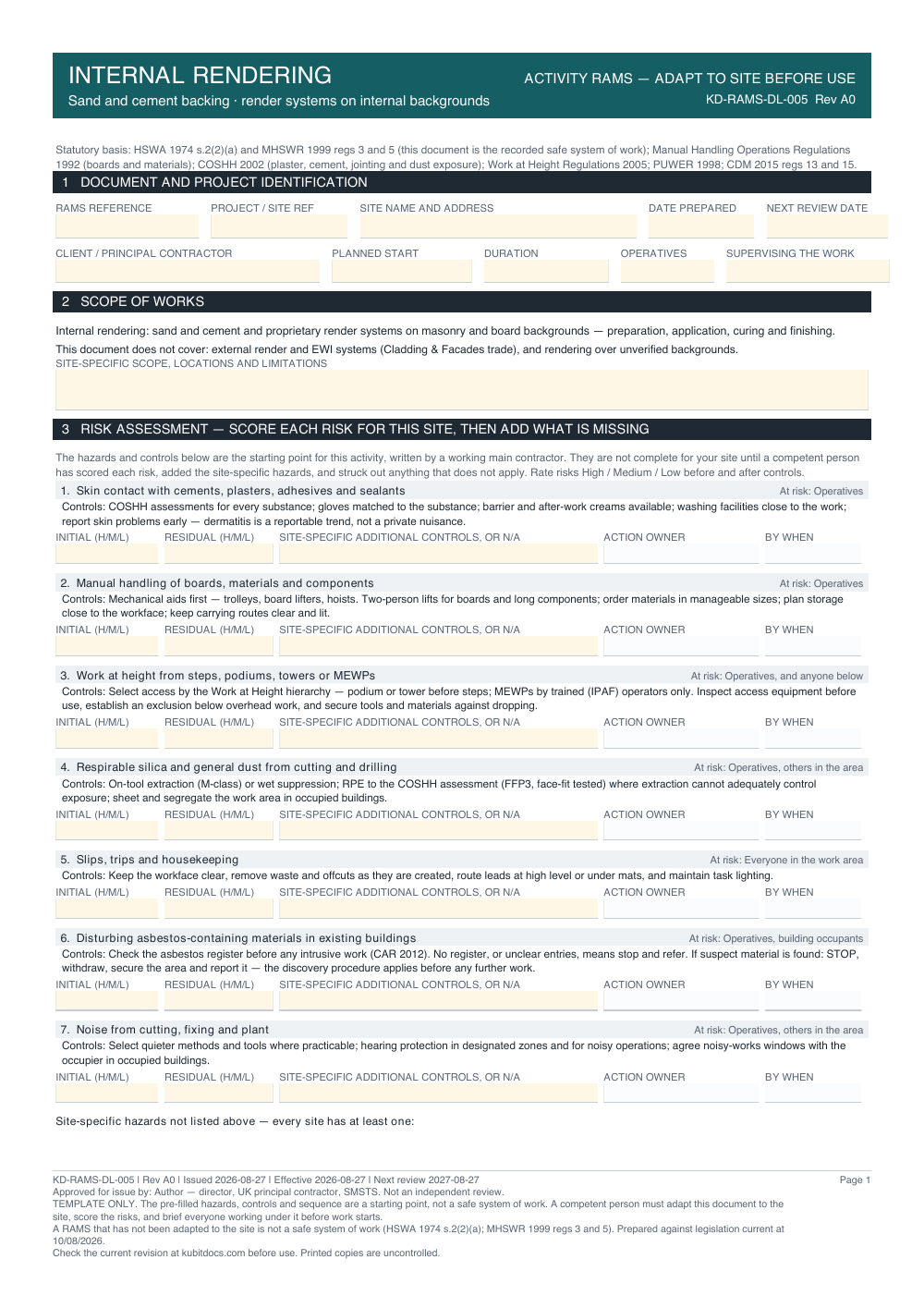 Internal Rendering — page one