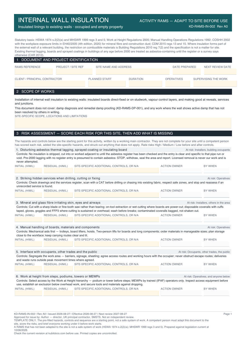 Internal Wall Insulation — page one
