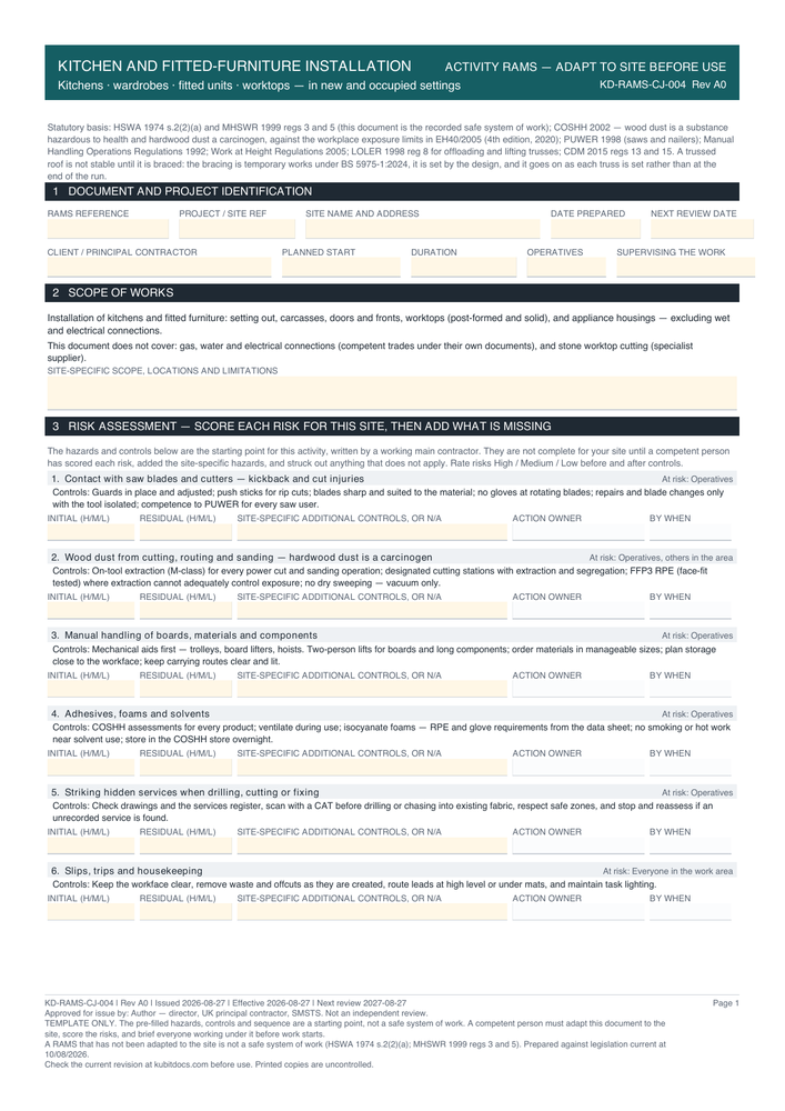 Kitchen and Fitted-Furniture Installation — page one