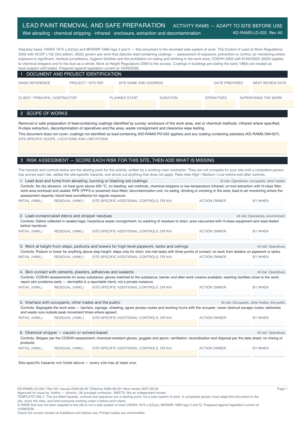 Lead Paint Removal and Safe Preparation — page one