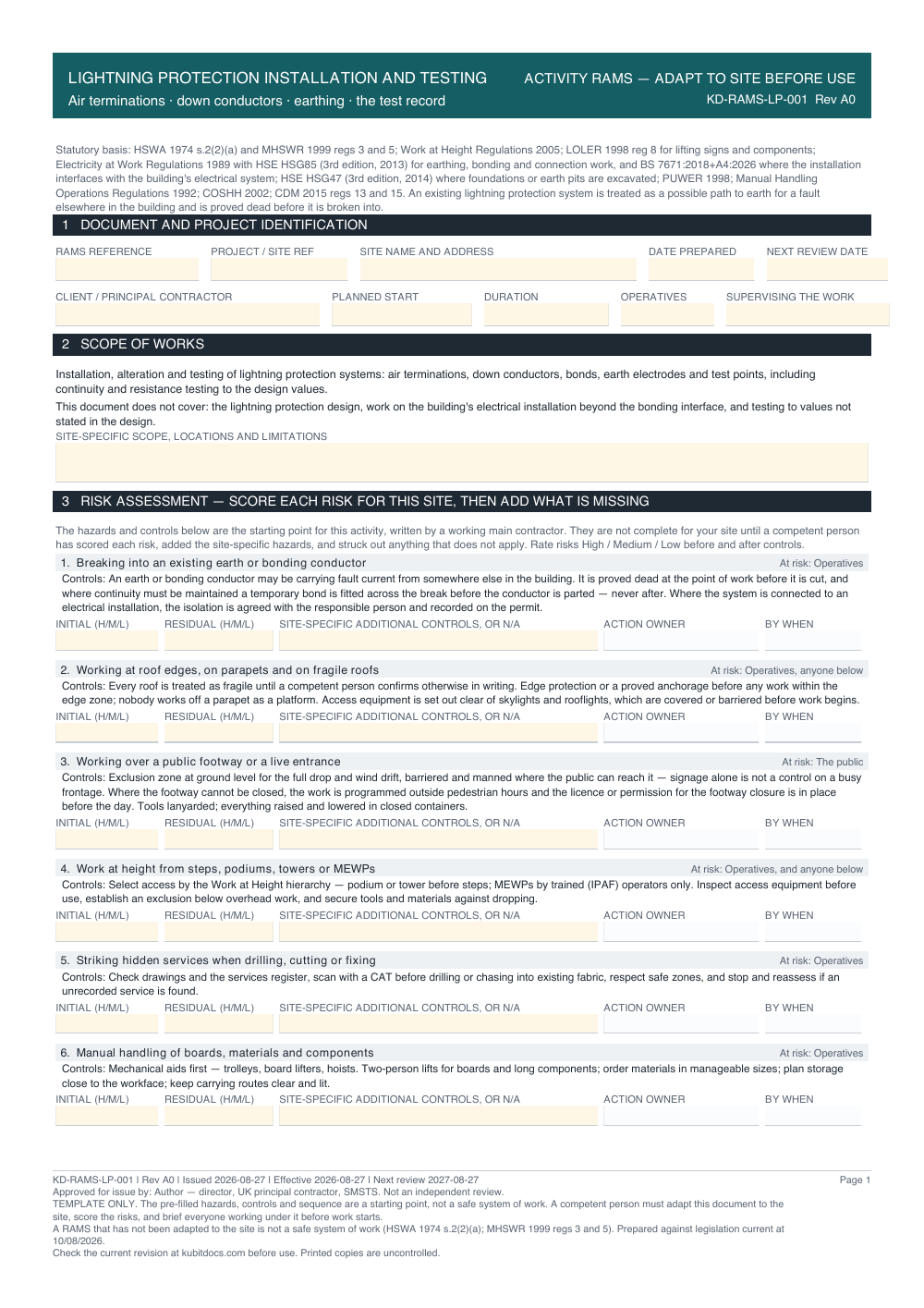 Lightning Protection Installation and Testing — page one