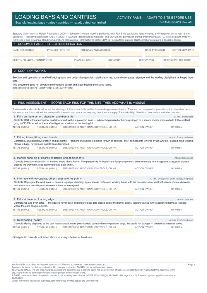 Loading Bays and Gantries — page one