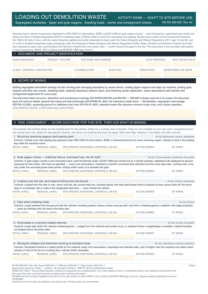 Loading Out Demolition Waste — page one