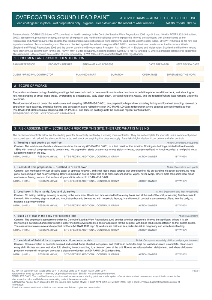 Overcoating Sound Lead Paint — page one