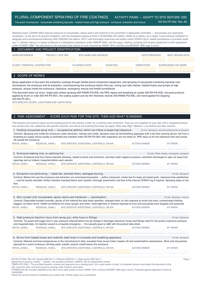 Plural-Component Spraying of Fire Coatings — page one