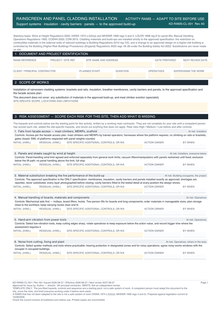 Rainscreen and Panel Cladding Installation — page one