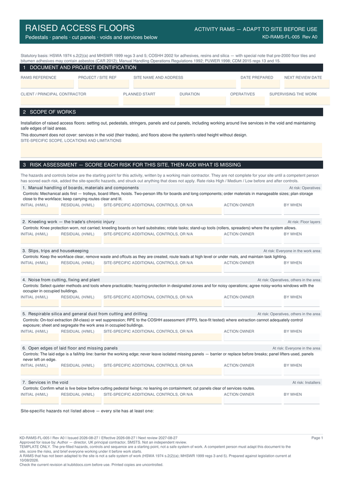 Raised Access Floors — page one