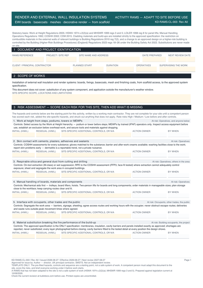Render and External Wall Insulation Systems — page one