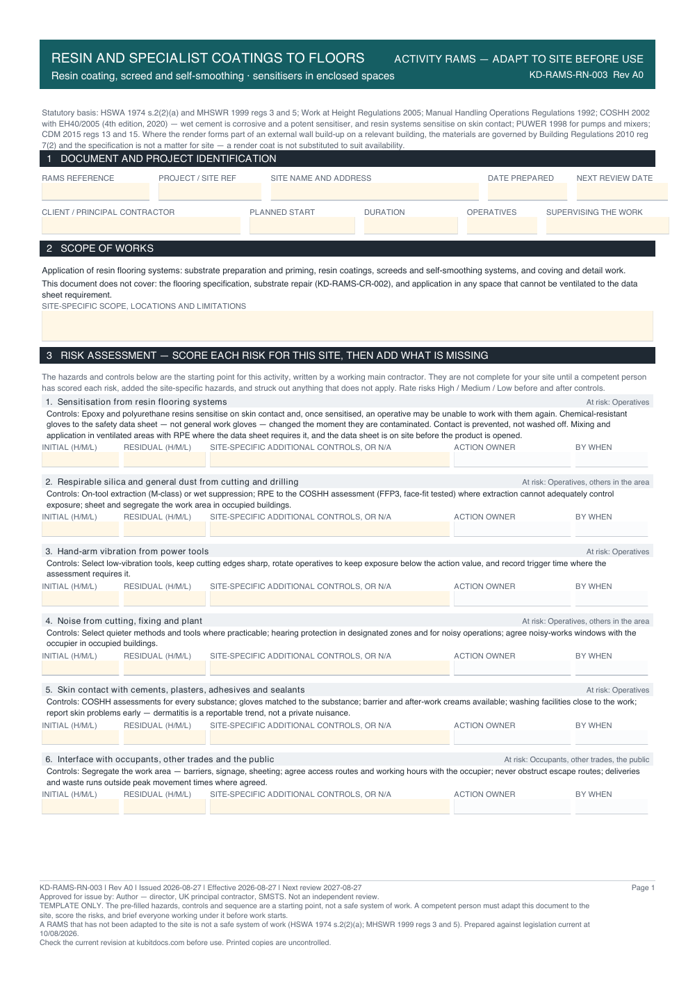Resin and Specialist Coatings to Floors — page one