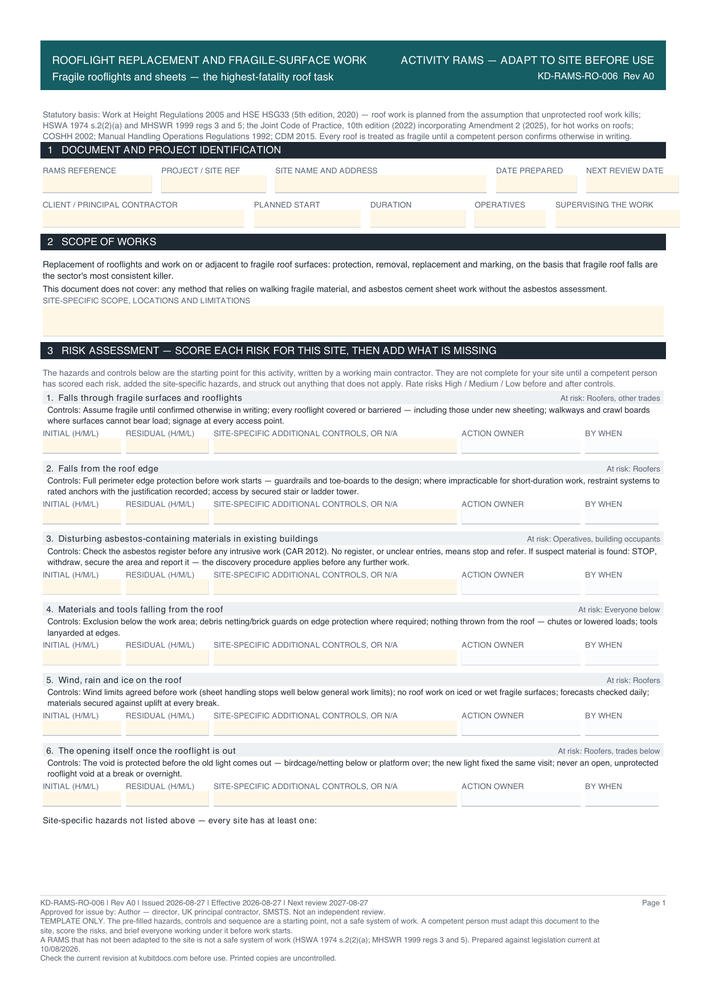 Rooflight Replacement and Fragile-Surface Work — page one