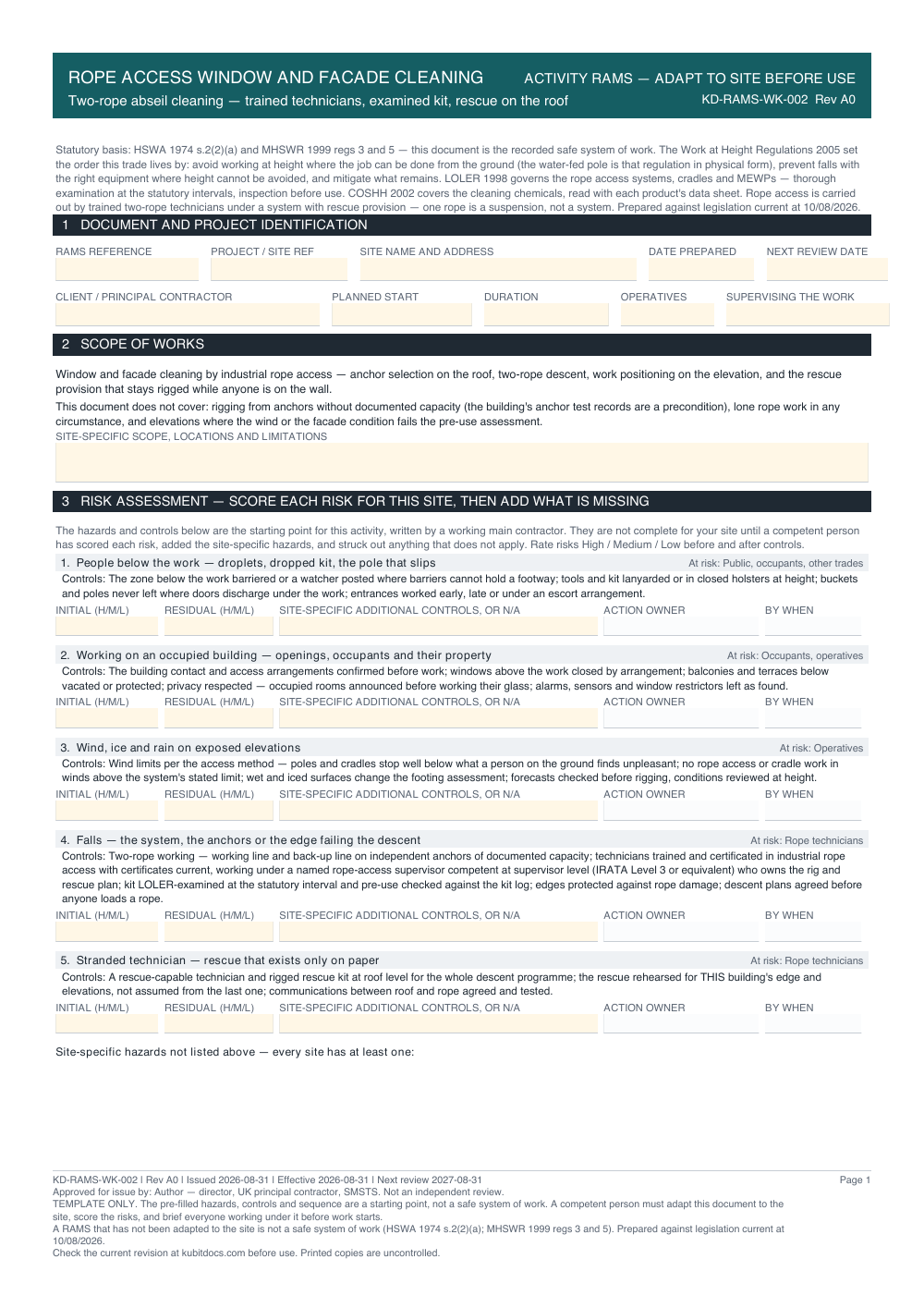 Rope Access Window and Facade Cleaning — page one