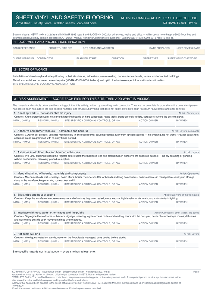 Sheet Vinyl and Safety Flooring — page one