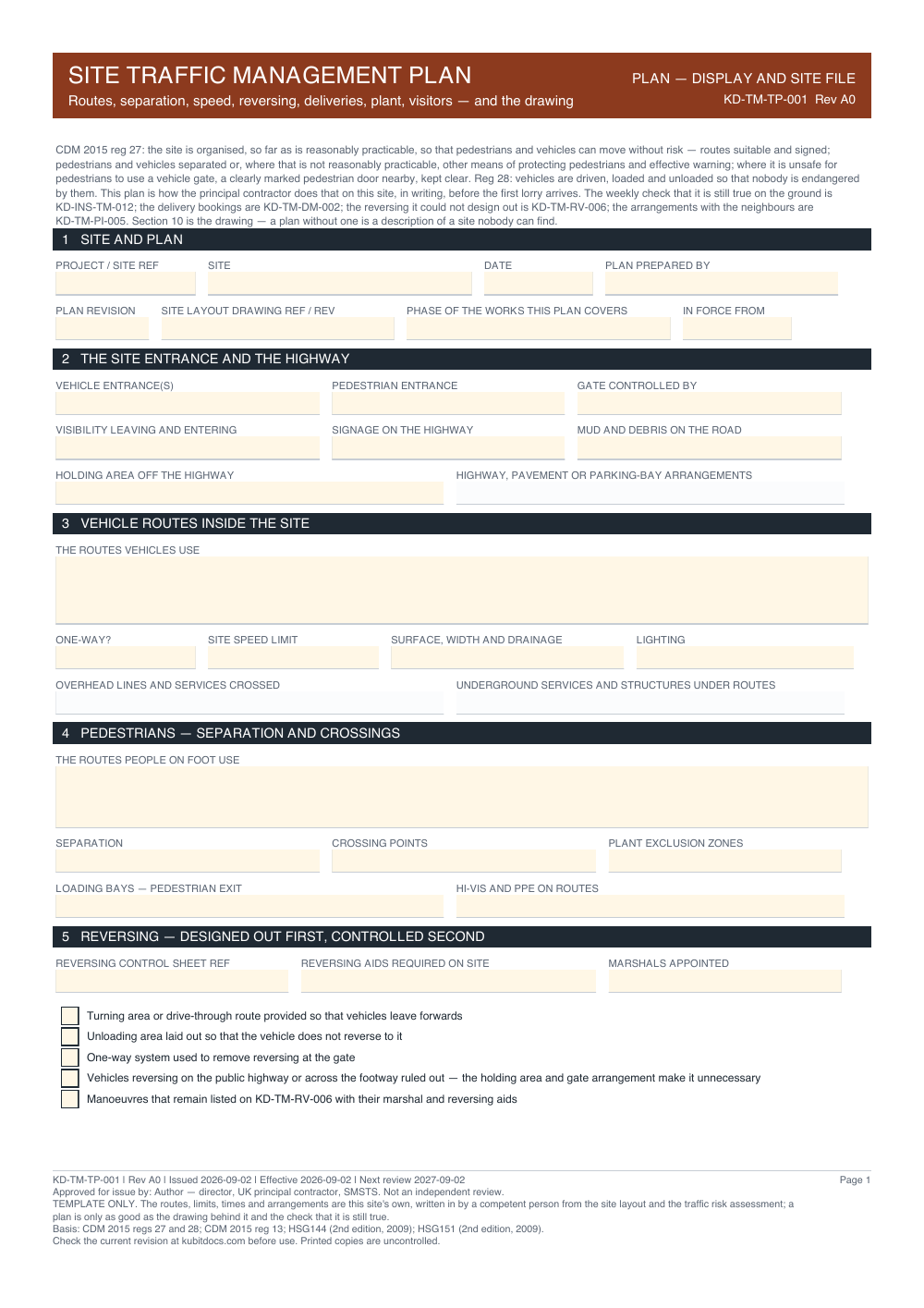 Site Traffic Management Plan — page one