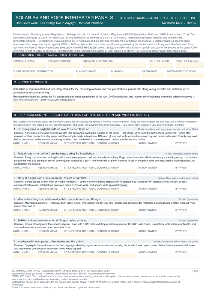 Solar PV and Roof-Integrated Panels — page one