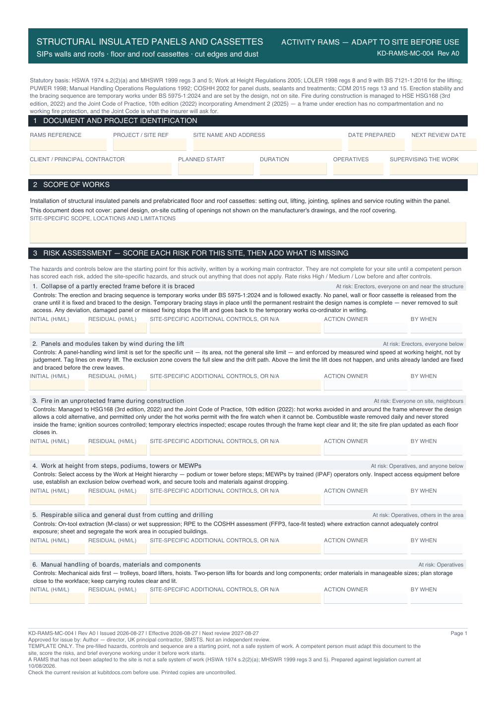 Structural Insulated Panels and Cassettes — page one