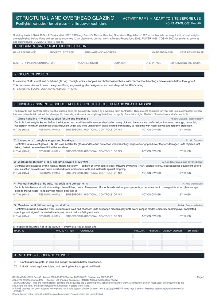 Structural and Overhead Glazing — page one