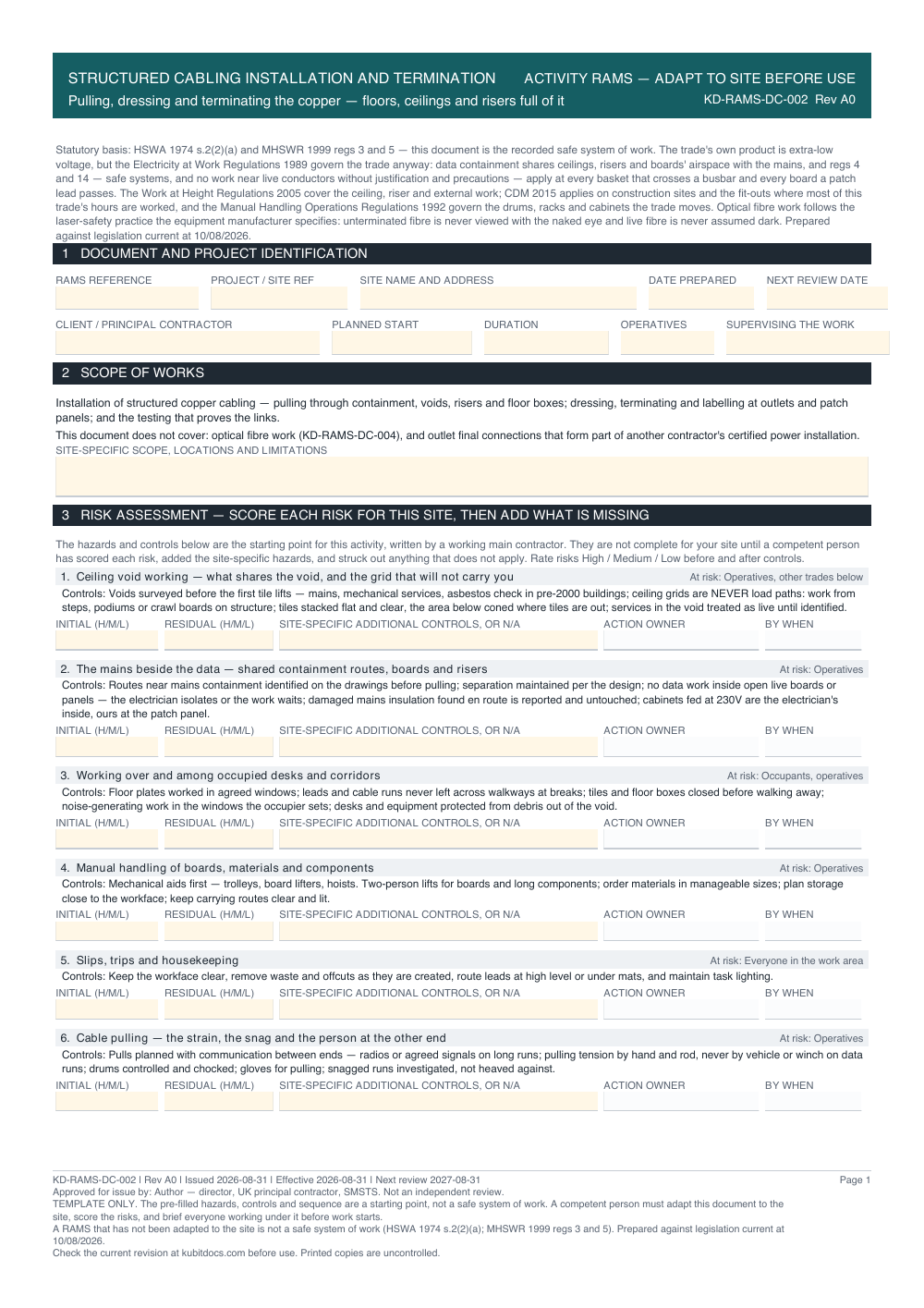 Structured Cabling Installation and Termination — page one