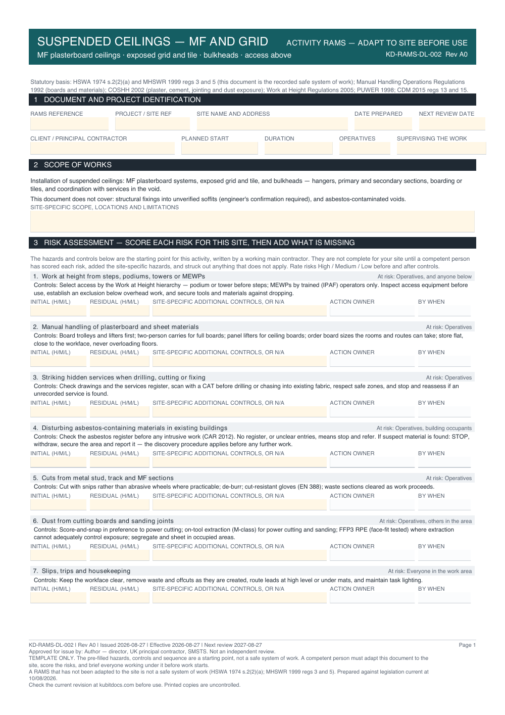 Suspended Ceilings — MF and Grid — page one