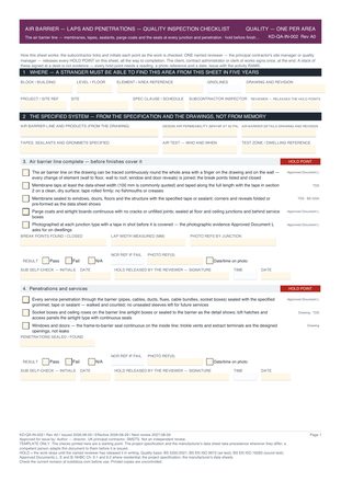 Air Barrier — Laps and Penetrations — Quality Inspection Checklist preview