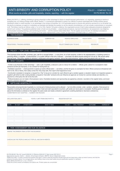 Anti-Bribery and Corruption Policy preview