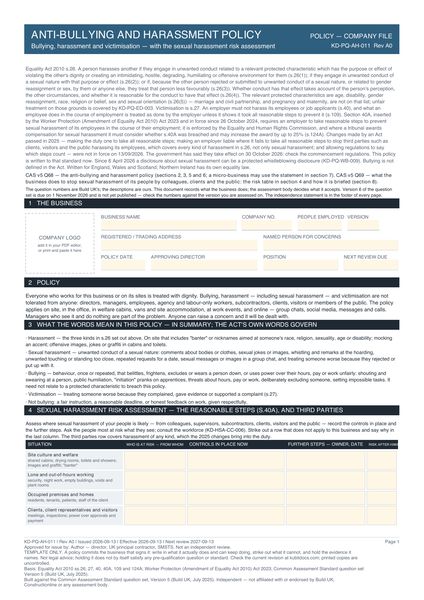 Anti-Bullying and Harassment Policy preview