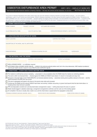Asbestos Disturbance Area Permit preview