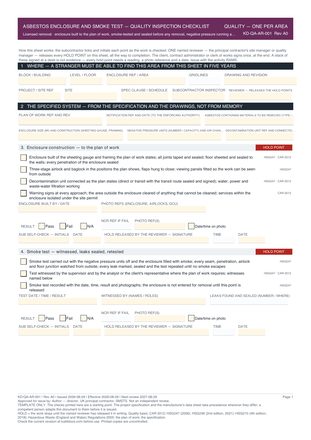 Asbestos Enclosure and Smoke Test — Quality Inspection Checklist preview