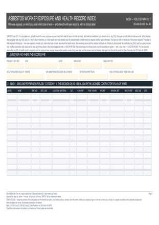 Asbestos Worker Exposure and Health Record Index preview