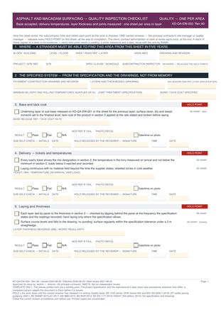 Asphalt and Macadam Surfacing — Quality Inspection Checklist preview