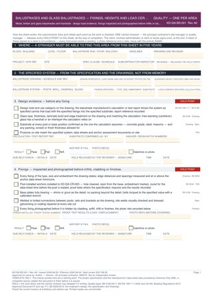Balustrades and Glass Balustrades — Fixings, Heights and Load Certification — Quality Inspection Checklist preview