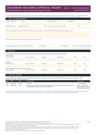 Benchmark and Sample Approval Record preview