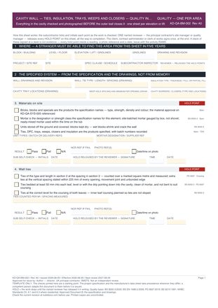 Cavity Wall — Ties, Insulation, Trays, Weeps and Closers — Quality Inspection Checklist preview