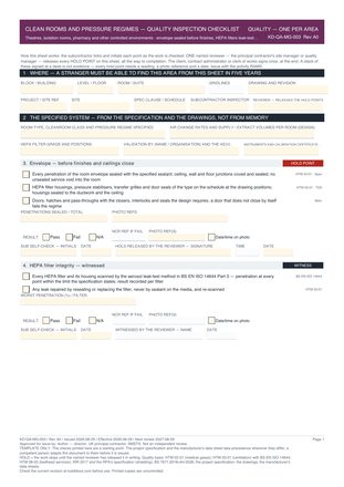 Clean Rooms and Pressure Regimes — Quality Inspection Checklist preview