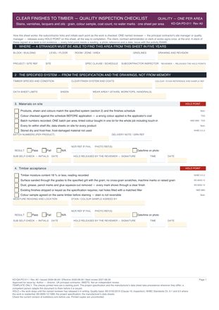 Clear Finishes to Timber — Quality Inspection Checklist preview